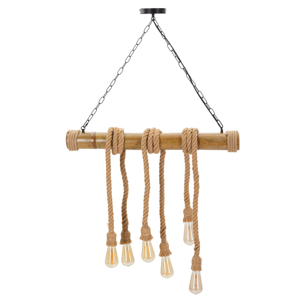 Lustre en bambou et corde, 80x15x120 cm