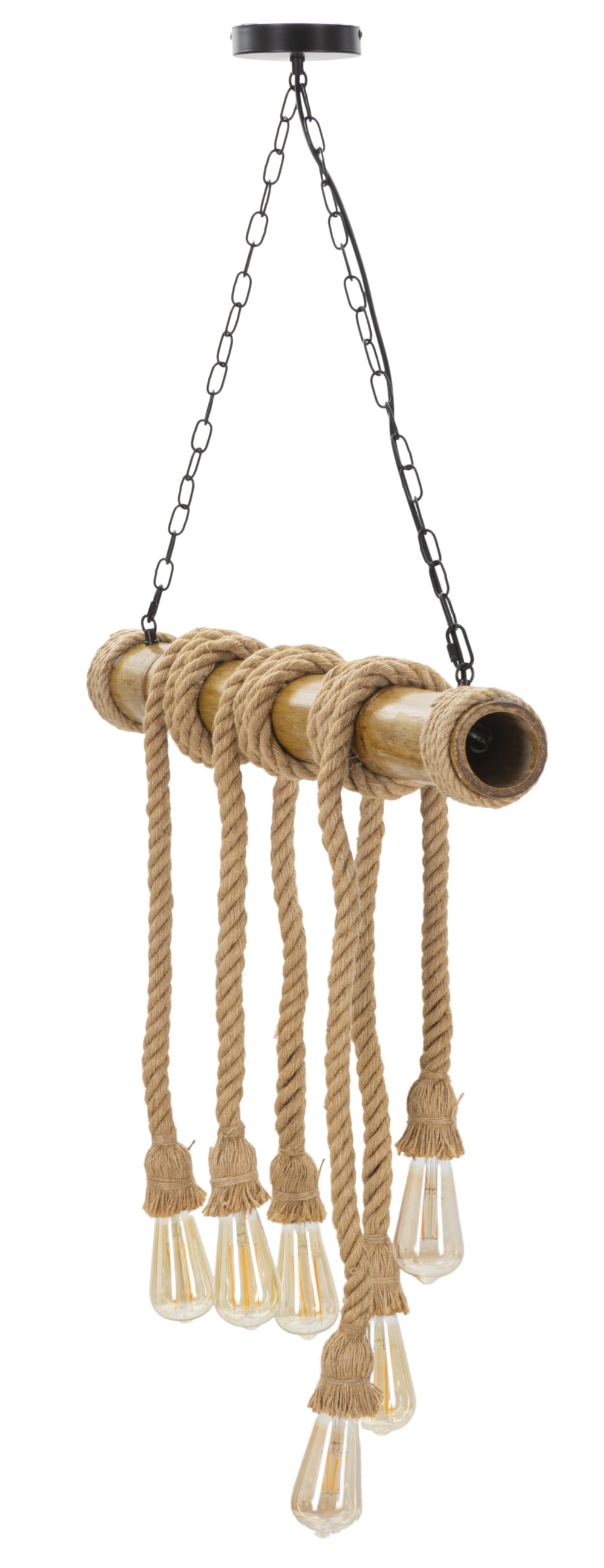 Lustre en bambou et corde, 80x15x120 cm — vue 4