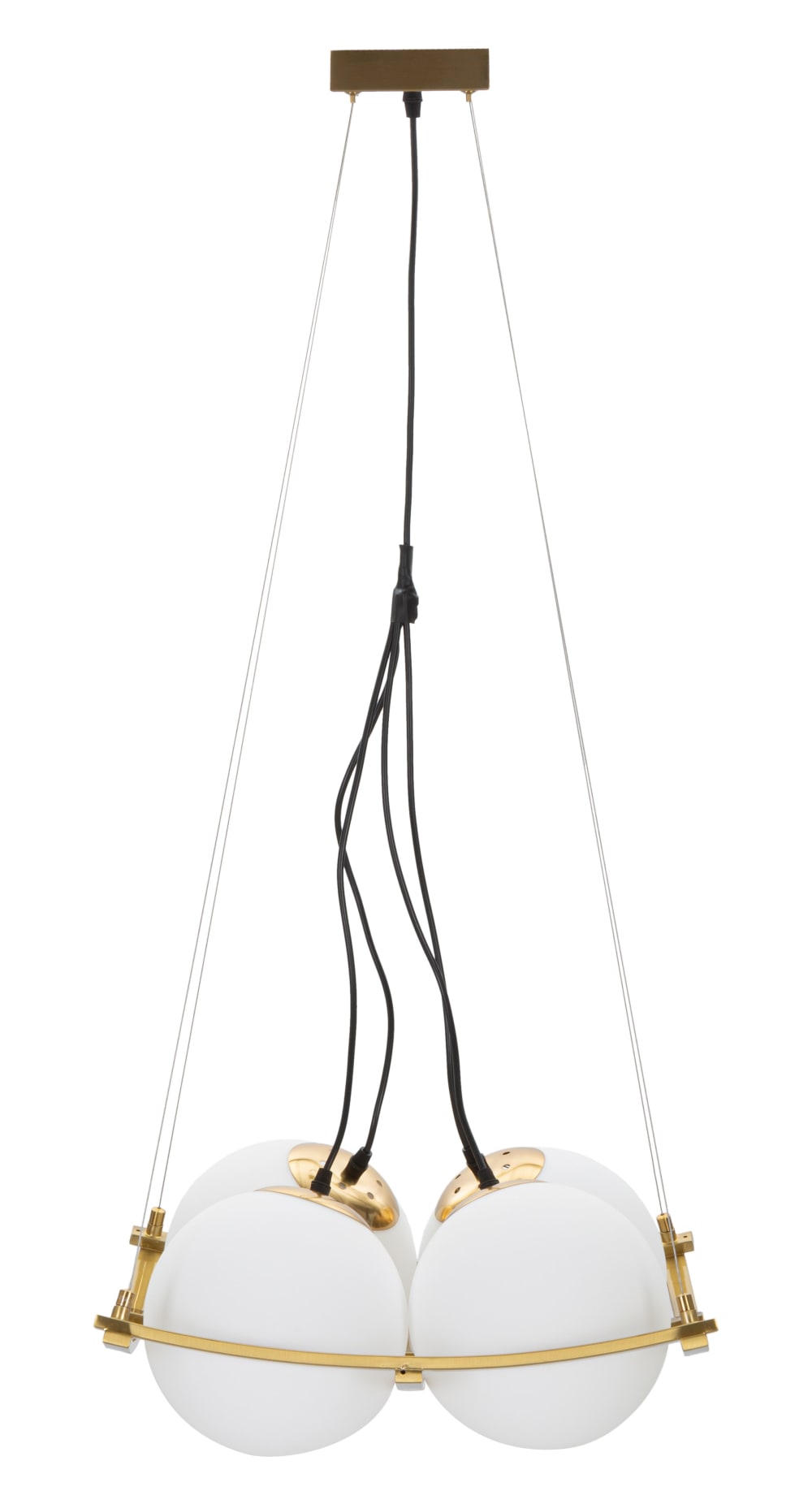 Lustre avec 4 sphères en verre blanc, 45x45x20 cm — vue 3