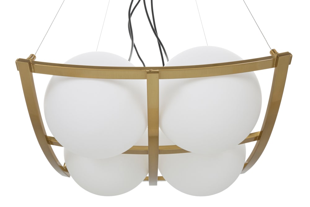 Lustre avec 4 sphères en verre blanc, 45x45x20 cm — vue 4