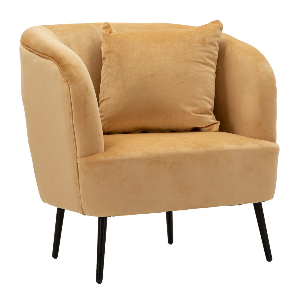 Fauteuil en métal noir et velours avec coussin 73x66x78 cm