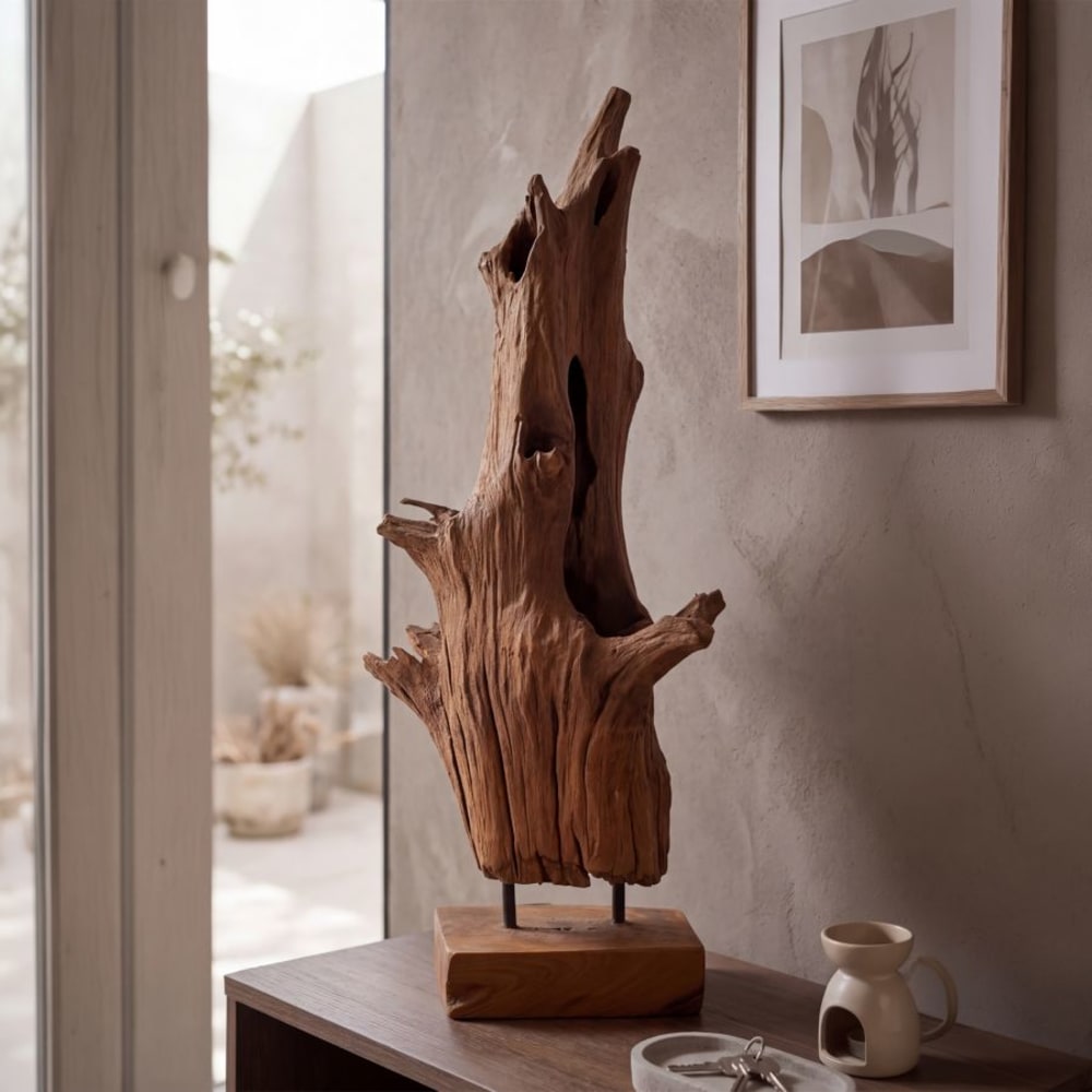 Mauro Ferretti Braune Holzskulptur, 23 x 27 x 64 cm style exotic Braun Holz