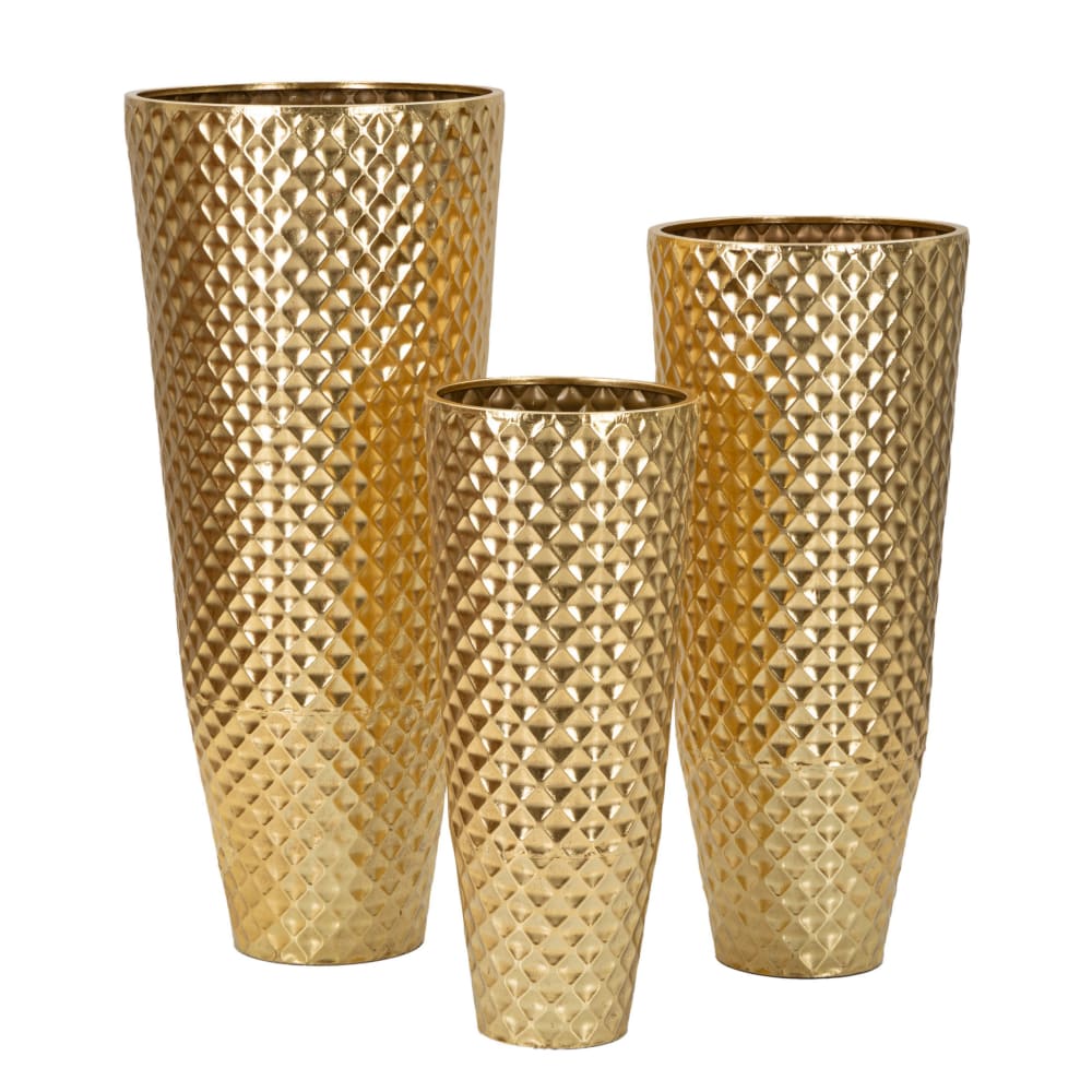 Porte-pot en métal doré ø 48x110-40x93-33x77. Cm