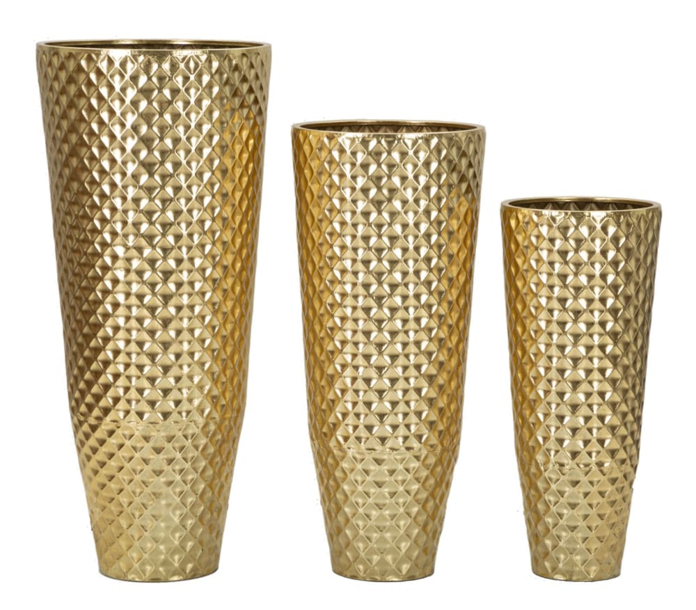 Porte-pot en métal doré ø 48x110-40x93-33x77. Cm — vue 3