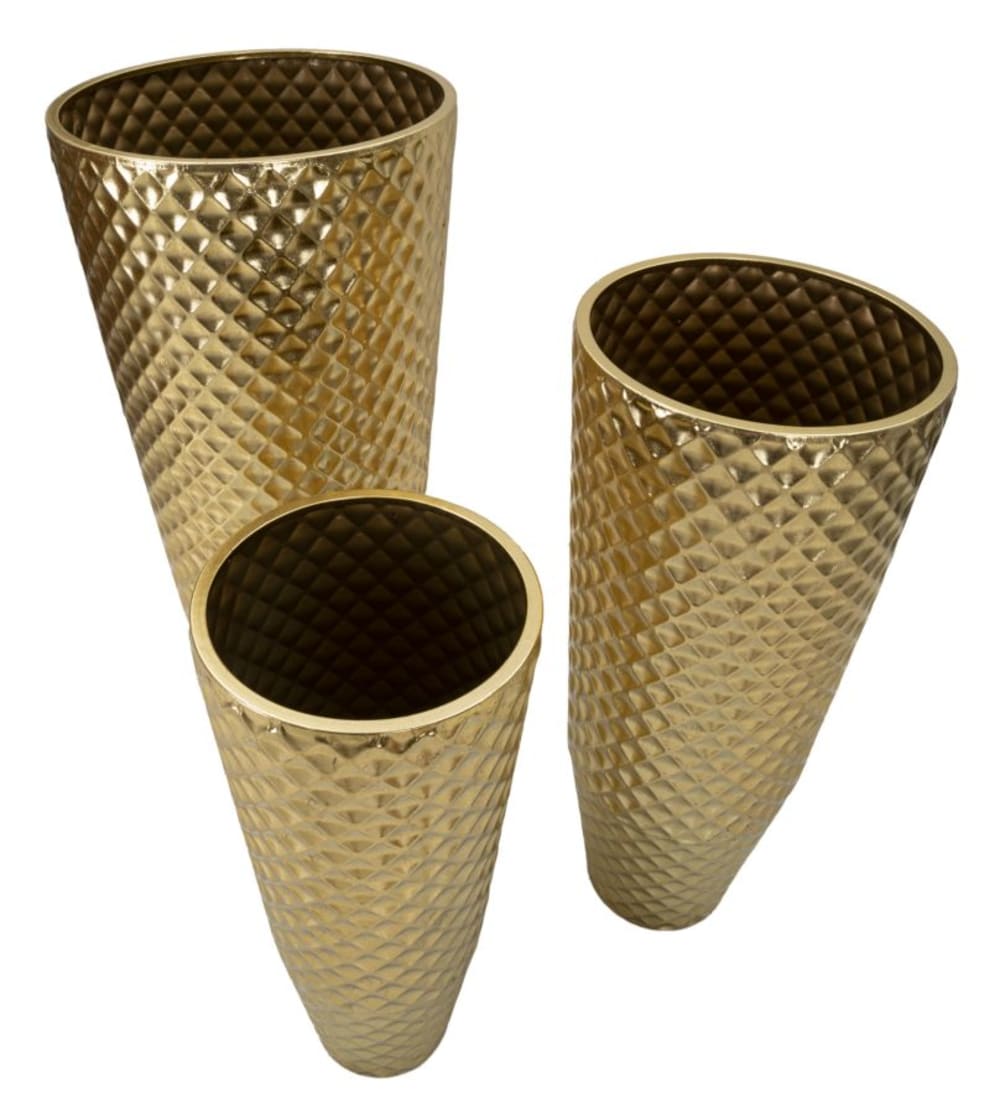 Porte-pot en métal doré ø 48x110-40x93-33x77. Cm — vue 4