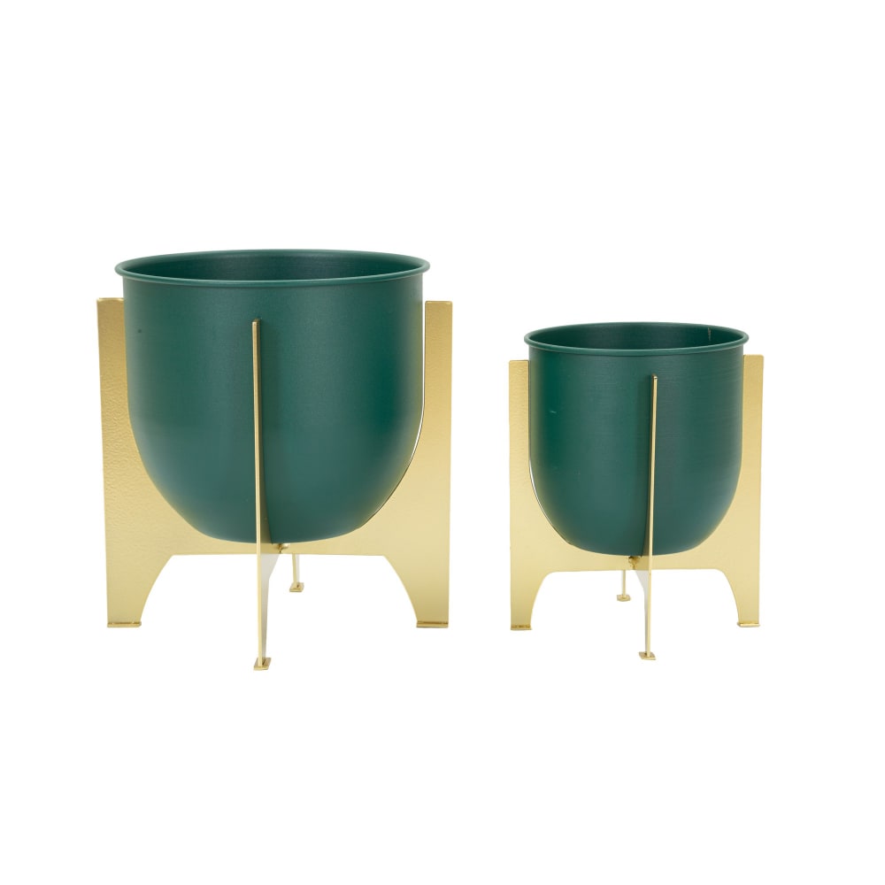 Porte-vases en métal doré et vert set 2 pièces cm Ø 24,5x26-19x21
