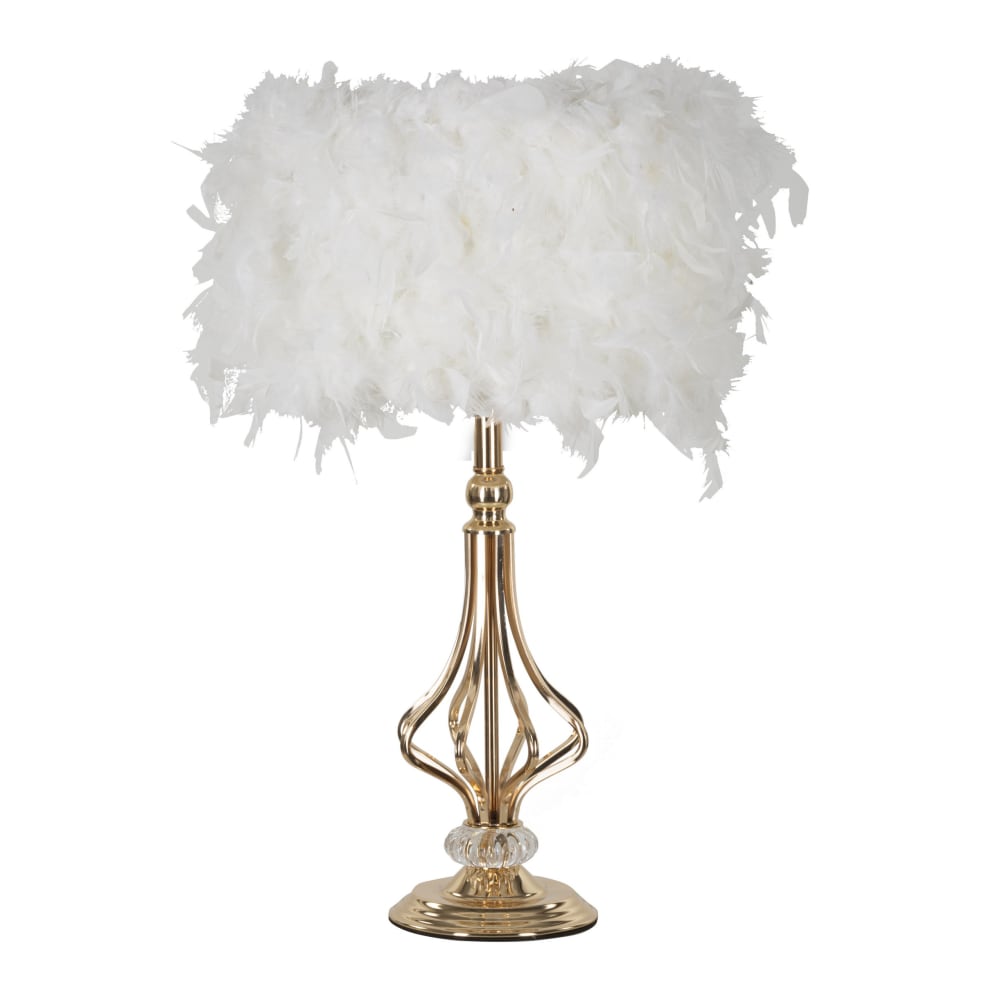 Lampe de table avec plumes blanches cm ø 25x54