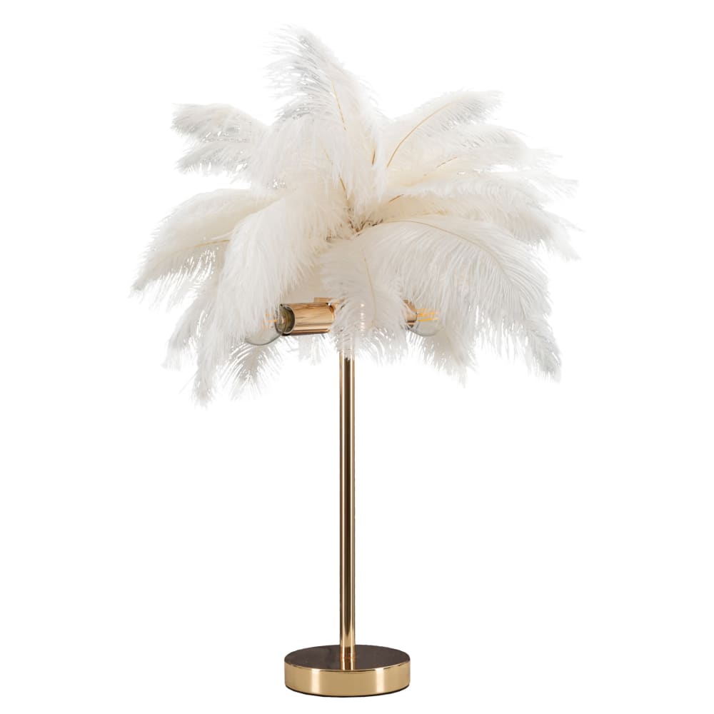 Lampe de table en plumes blanches, ø 40x55 cm