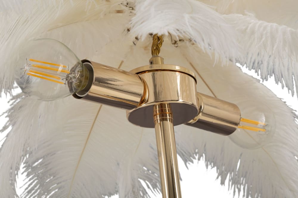 Lampe de table en plumes blanches, ø 40x55 cm — vue 4