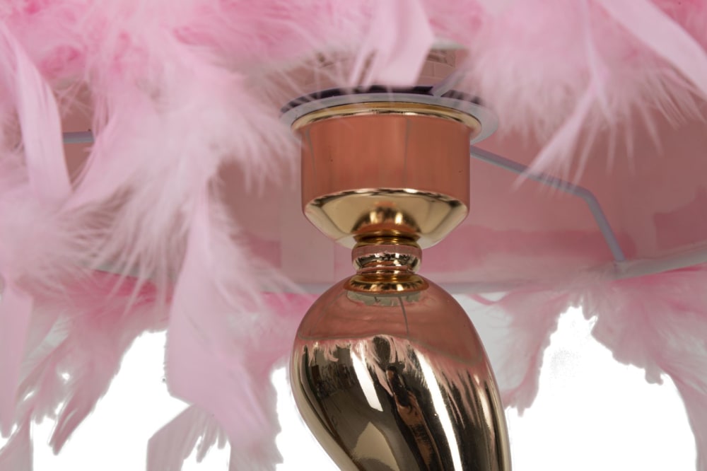 Lampe de table à plumes roses, ø 25x47 cm — vue 3