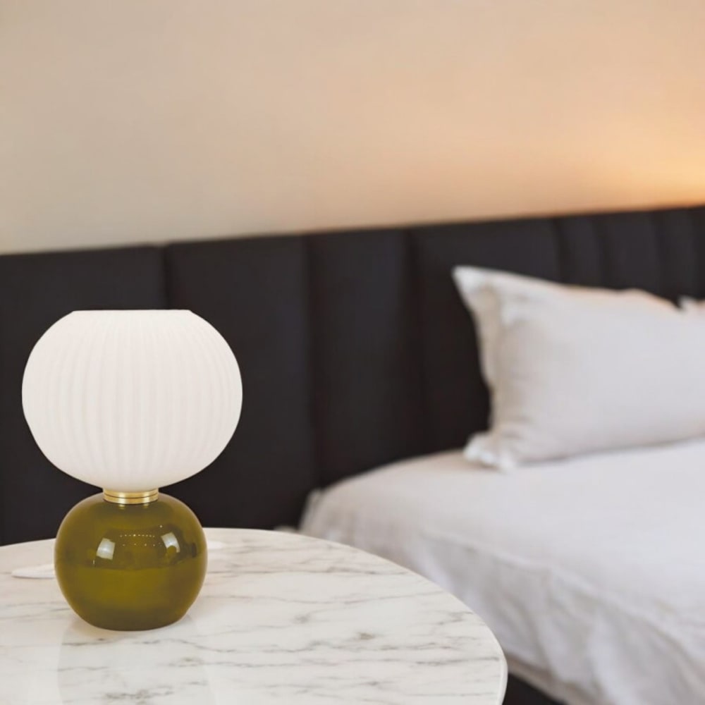 Lampe de chevet en verre kaki — vue 3