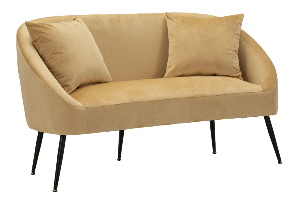 Sofa Aus Schwarzem Metall Und Braunem Samt Mit Kissen Cm 137X69X79