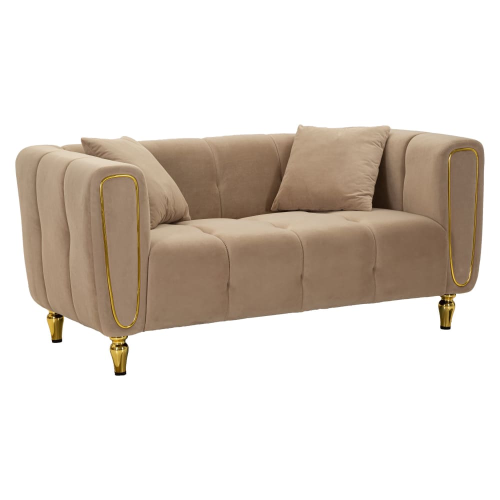 2-Sitzer-Sofa Aus Metall Und Samt Mit Kissen Cm 155X81X72