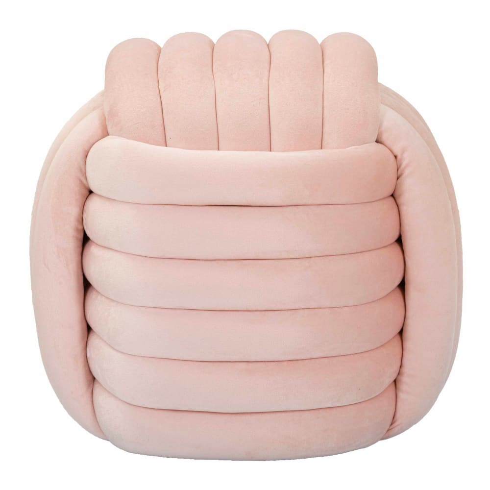 Pouf tissé en velours - rose