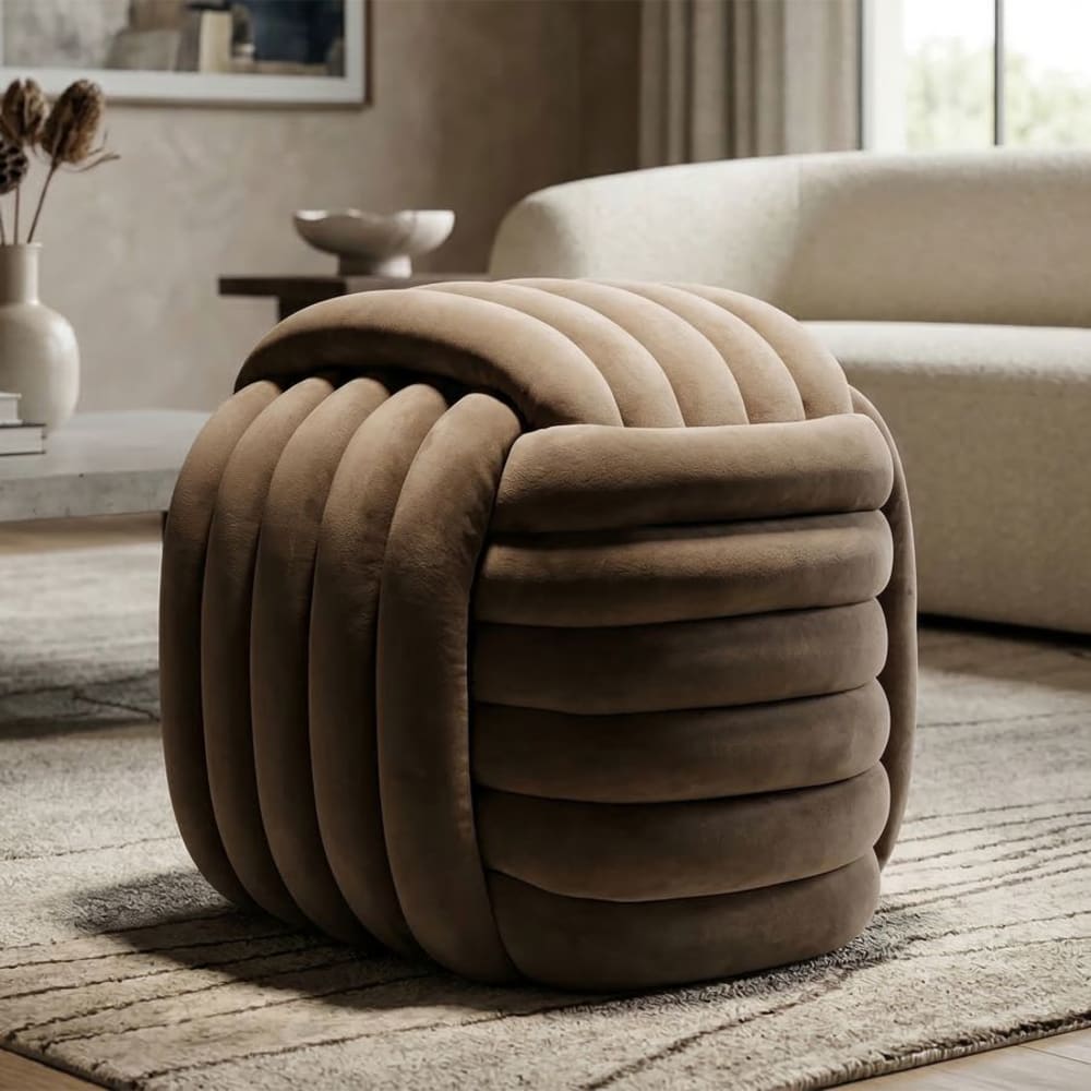 Mauro Ferretti Grauer Samt-Pouf, gewebt, 45 x 45 x 45 cm style classic chic Grau Stoff