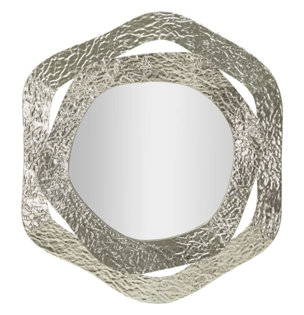 Miroir mural en métal argenté 66x6x75 cm