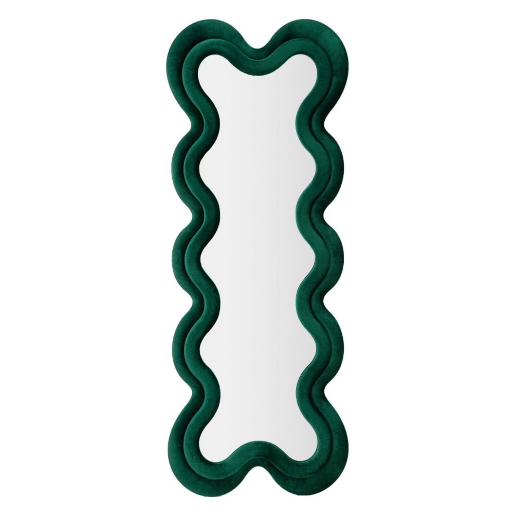 Miroir mural en velours vert 58x4x160 cm