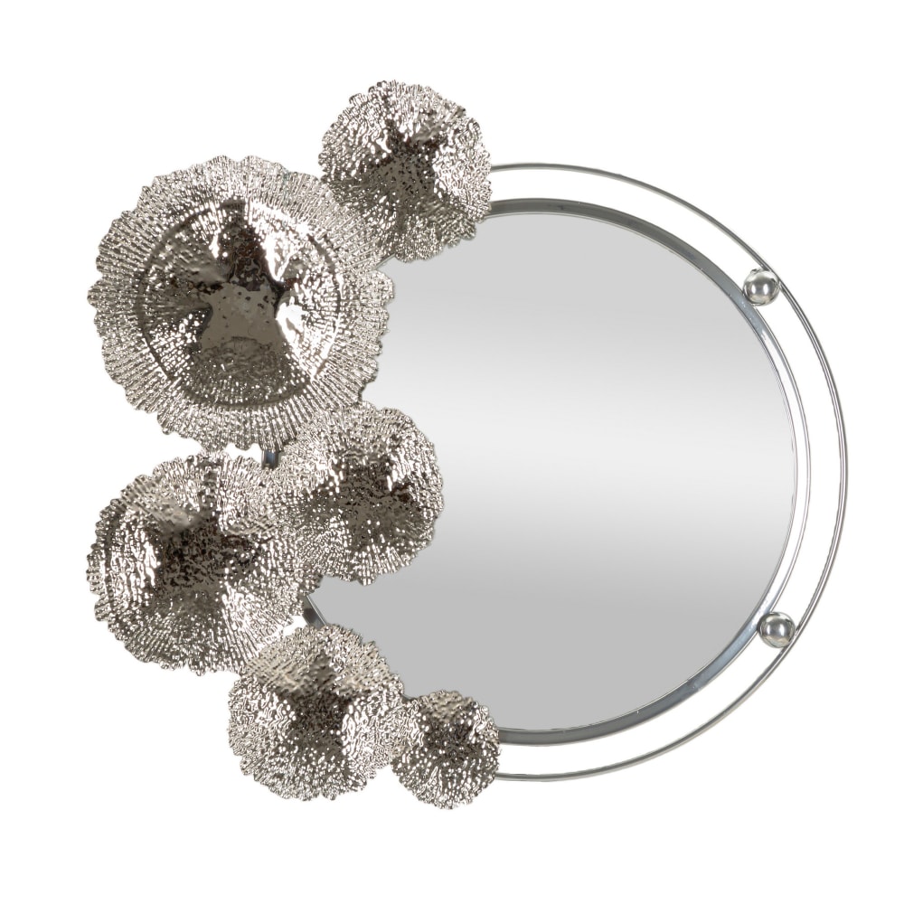 Miroir mural en métal argenté 85x7x80,6 cm