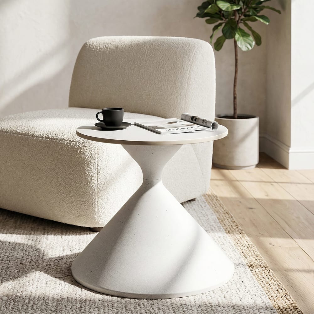 Mauro Ferretti Couchtisch aus weißem Metall, Ø 42 x 40 cm style modern - Metall