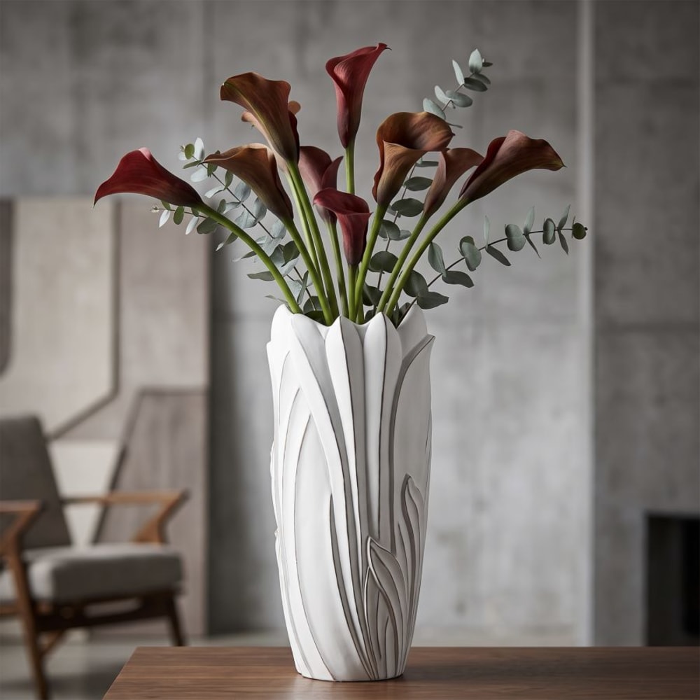 Mauro Ferretti Weiße Harzvase Ø 30,5x69 cm. style modern Weiß Harz