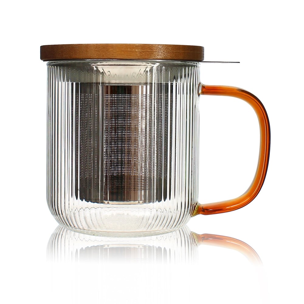 Tisanière en verre et anse ambre 300ml