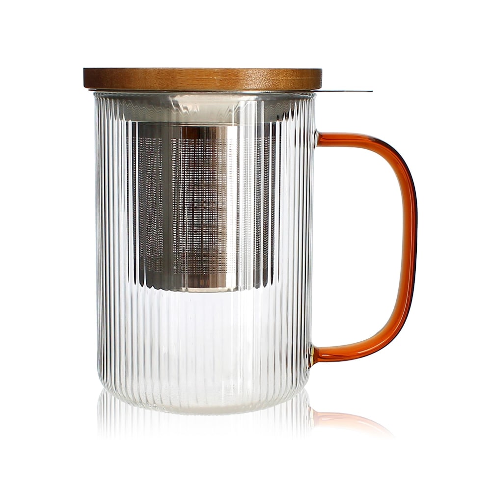 Tisanière en verre et anse ambre 475ml
