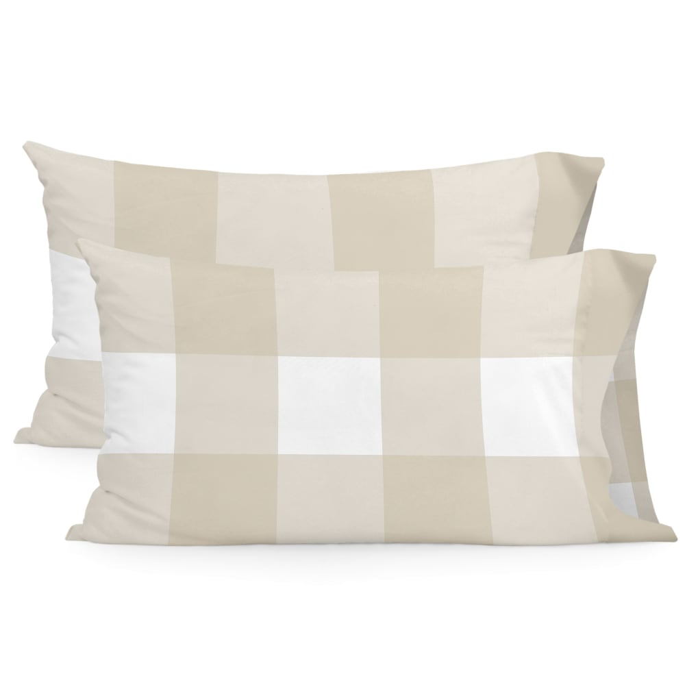 Taie d'oreiller 100% Coton Beige 50x75 cm (x2)