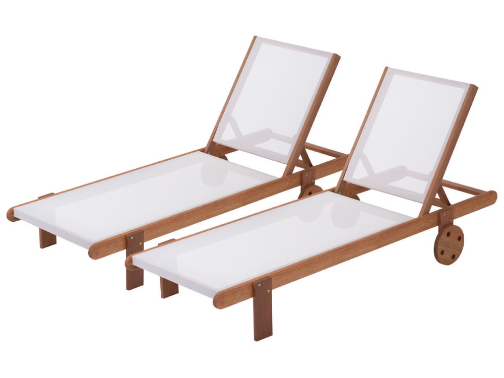 Lot de 2 bains de soleil en bois ecru l193