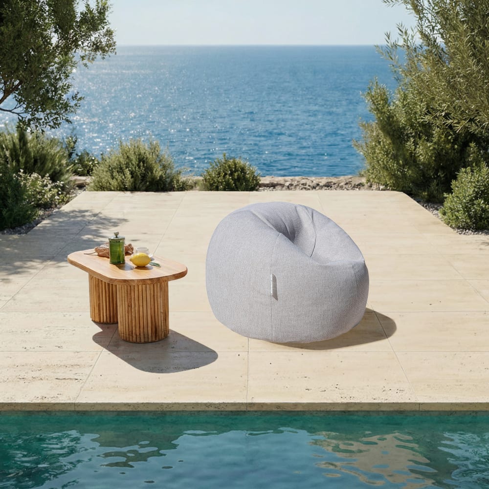 Pouf xl extérieur déhoussable en tissu effet lin - Maisons du Monde