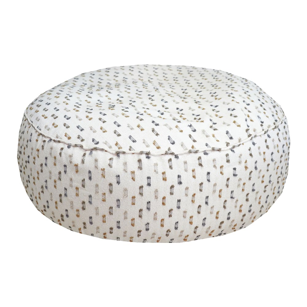 Pouf XXL extérieur déhoussable rond - blanc poils multi couleur