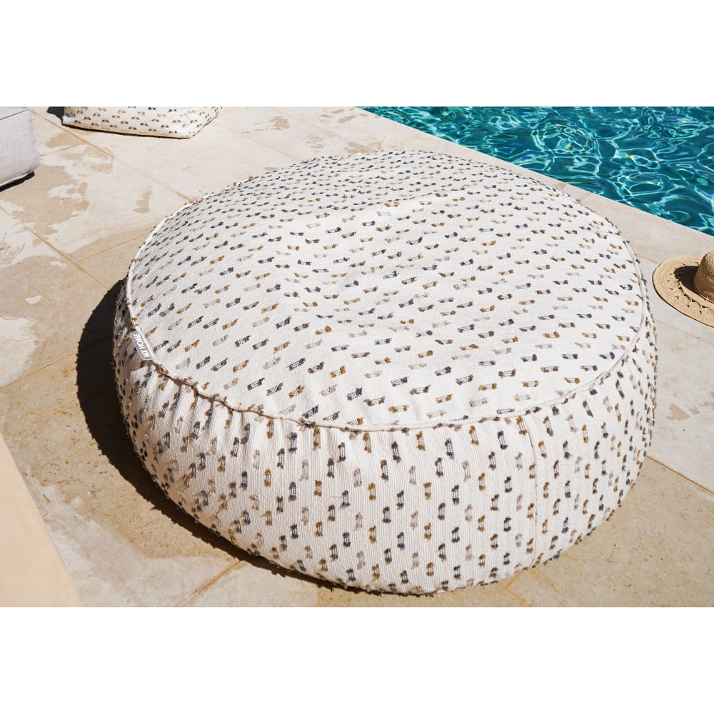 Pouf xxl extérieur déhoussable rond - blanc poils multi couleur - Maisons du Monde