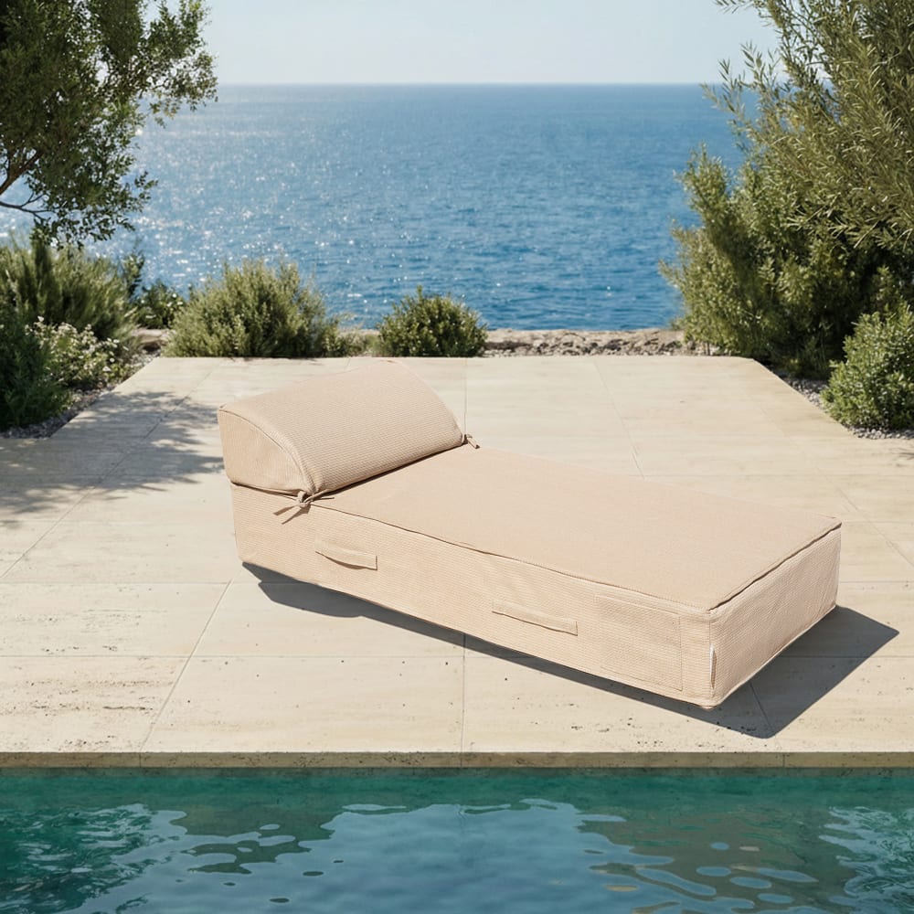 Lit bain de soleil extérieur en mousse 1 place effet raphia - Maisons du Monde