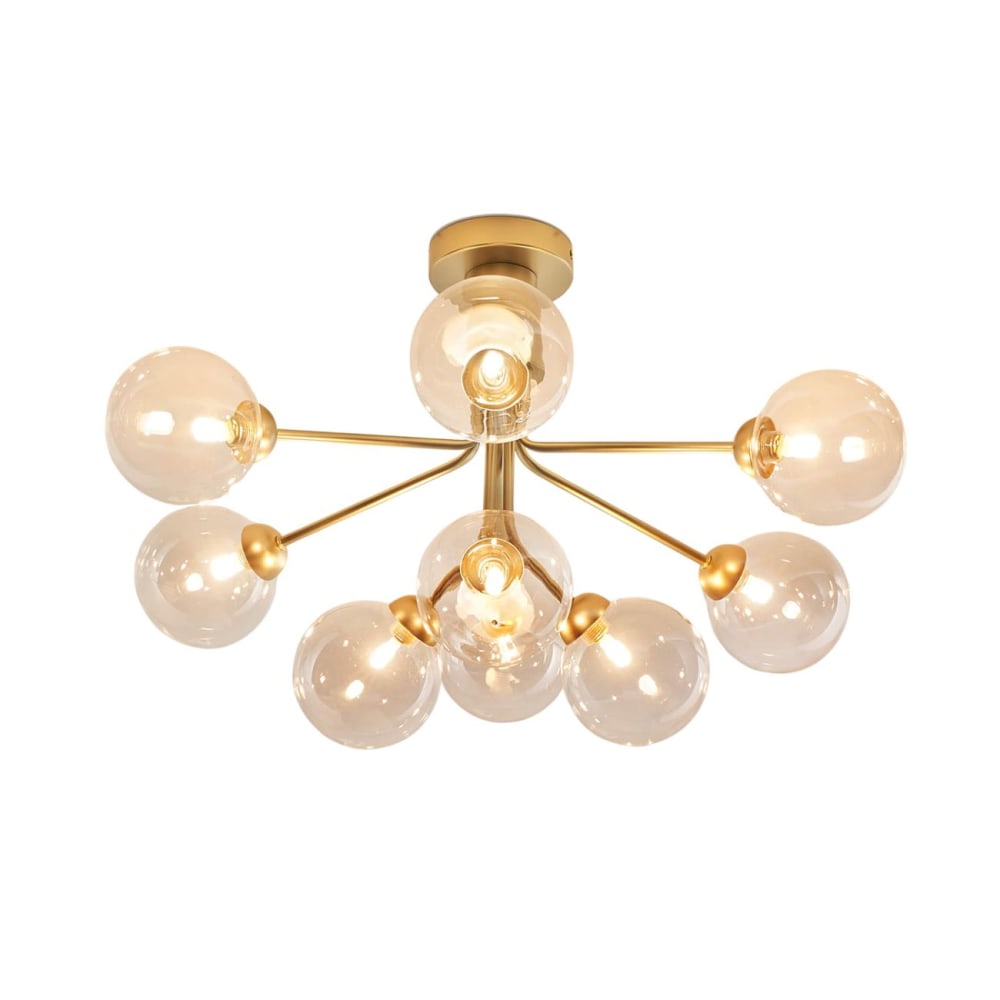 Lustre en verre Transparent et doré 70 cm