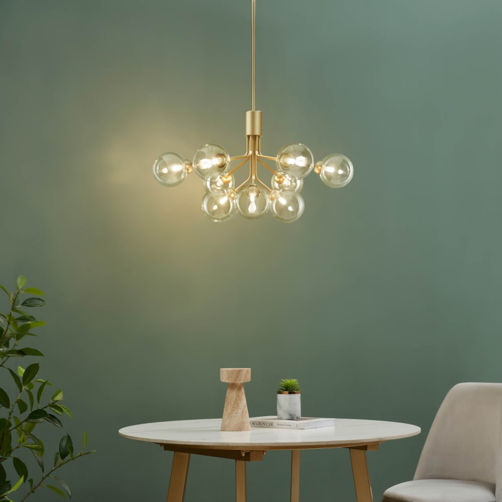 Kronleuchter aus Metall und Glas 40 cm, Transparent und