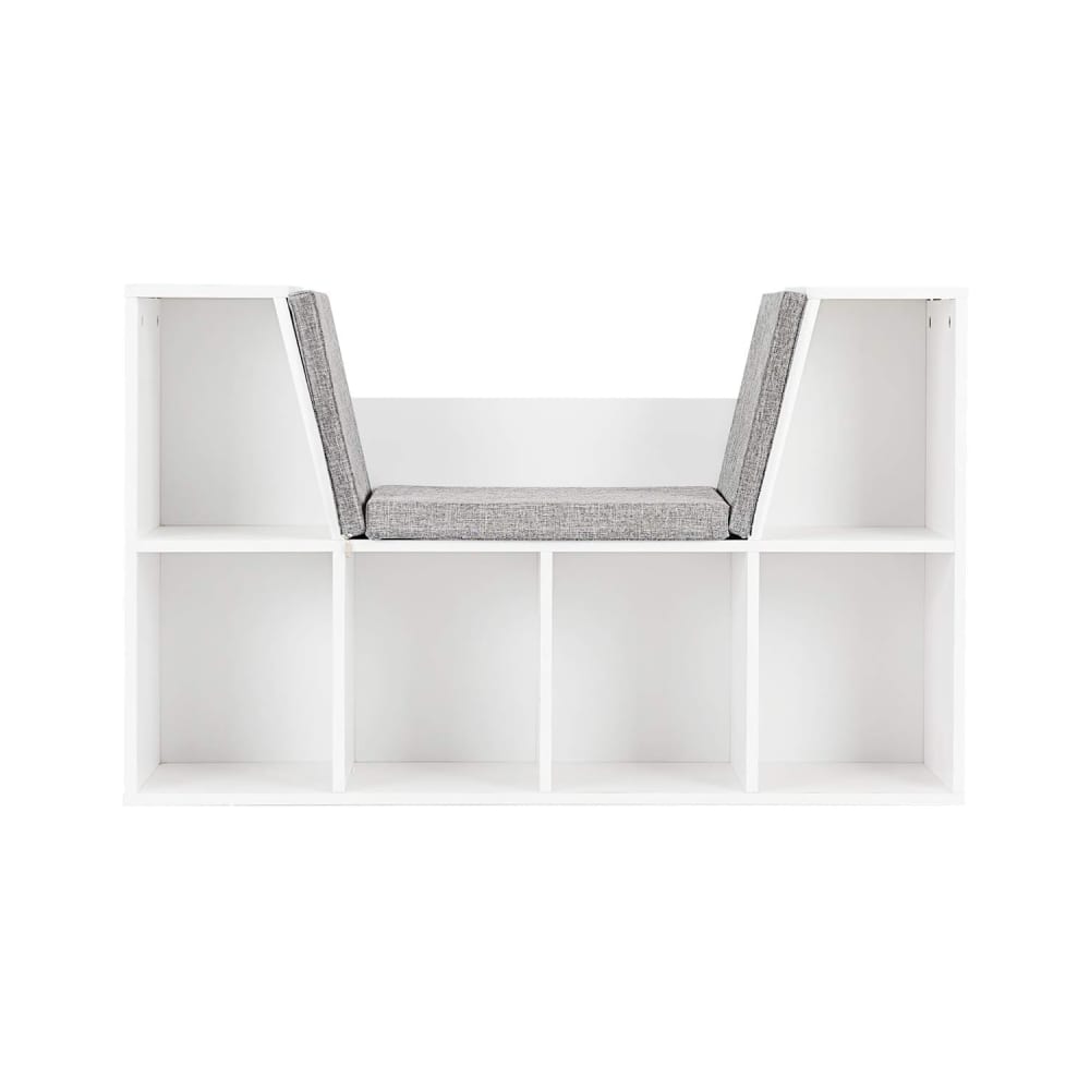 Bibliothèque blanche pour enfant avec coussin 102,5 x 30 x 63,5 cm