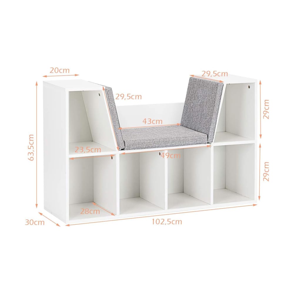 Bibliothèque blanche pour enfant avec coussin 102,5 x 30 x 63,5 cm (Giantex) - Image 2