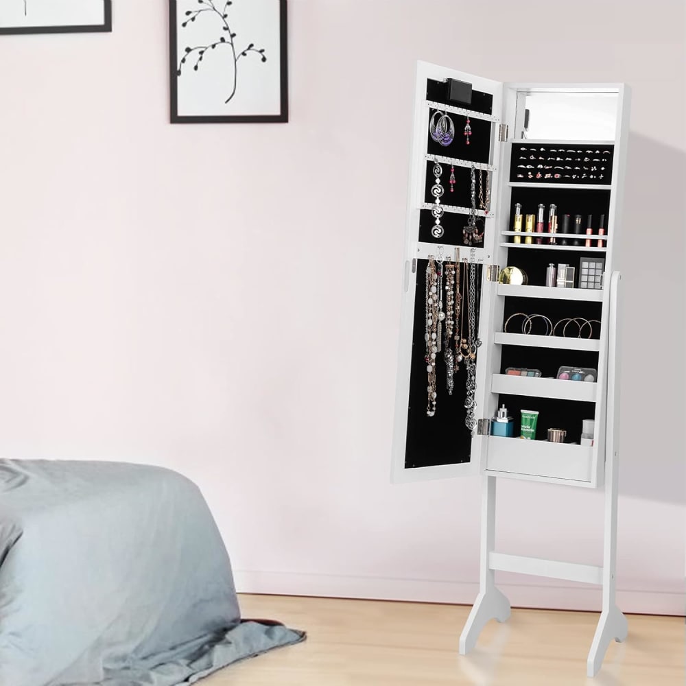 Armoire à bijoux blanche avec miroir et lumières LED - Maisons du Monde
