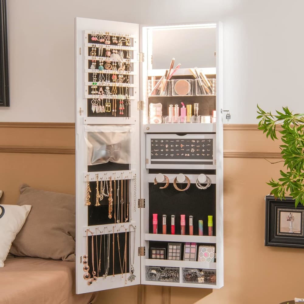 Armoire à bijoux blanche murale