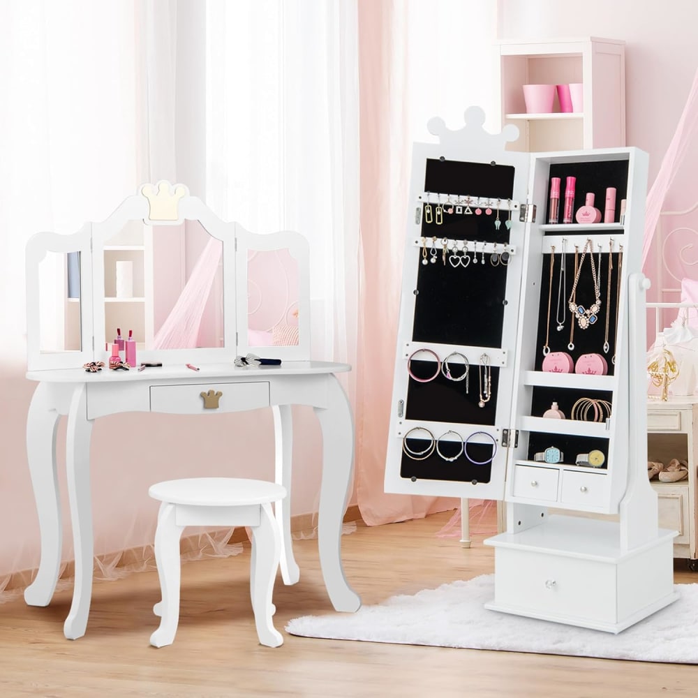Armoire à bijoux blanche pour enfant