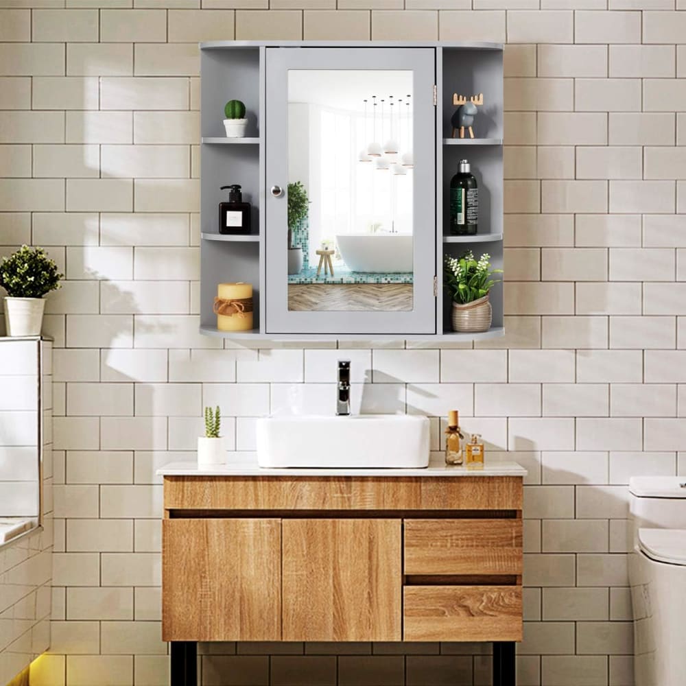 Armoire murale grise pour salle de bain avec miroir 65 x 17 x 63 cm - Maisons du Monde