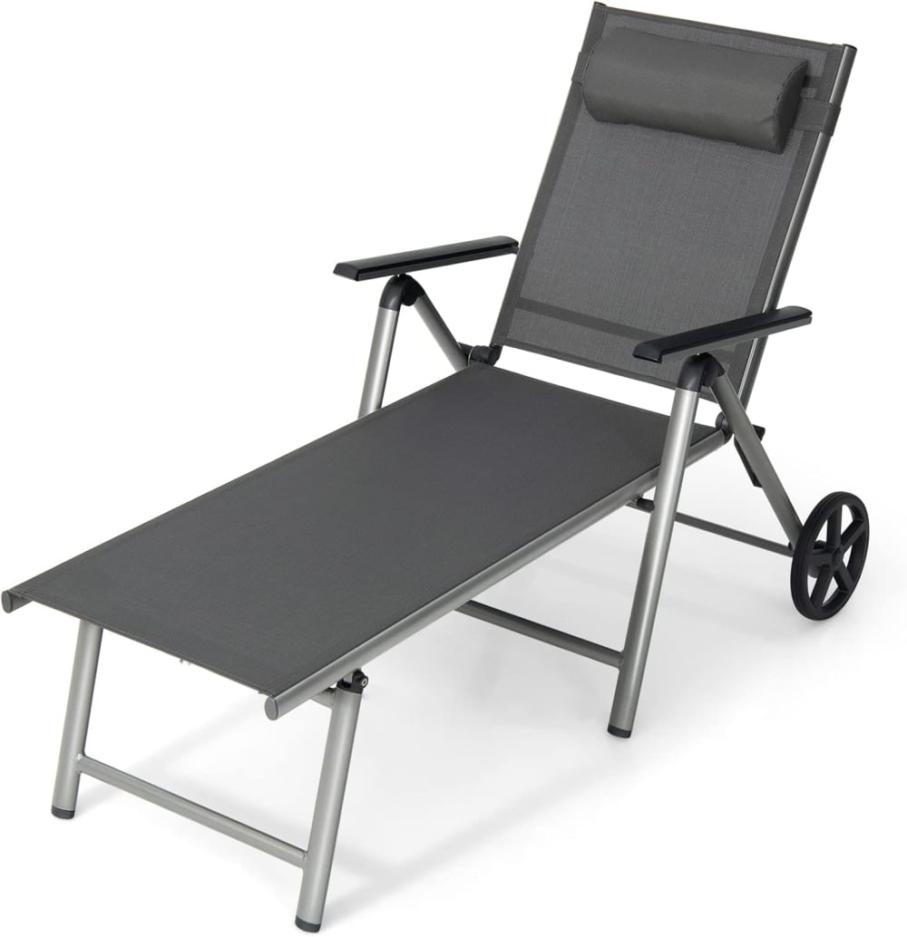 chaise longue grise pliable