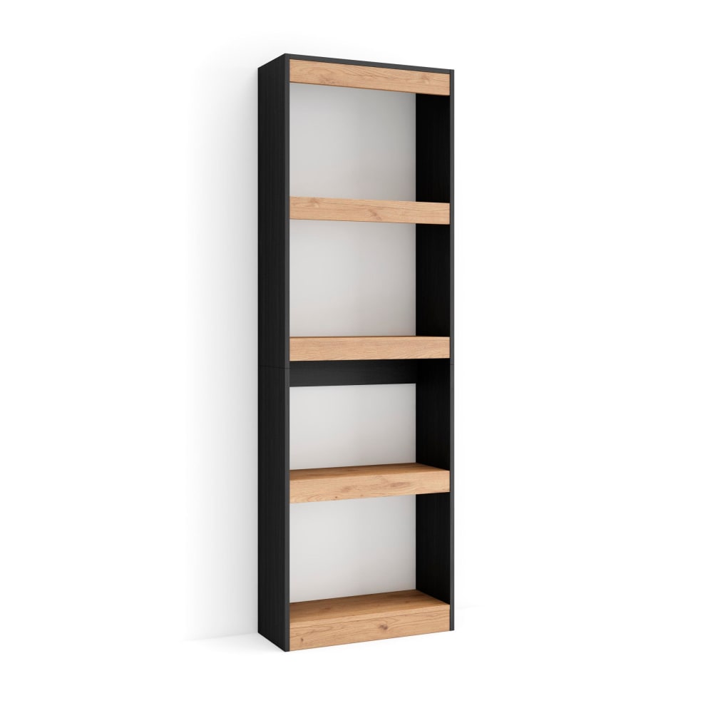 Bibliothèque effet bois de chêne et noir 60x186x25cm - Maisons du Monde