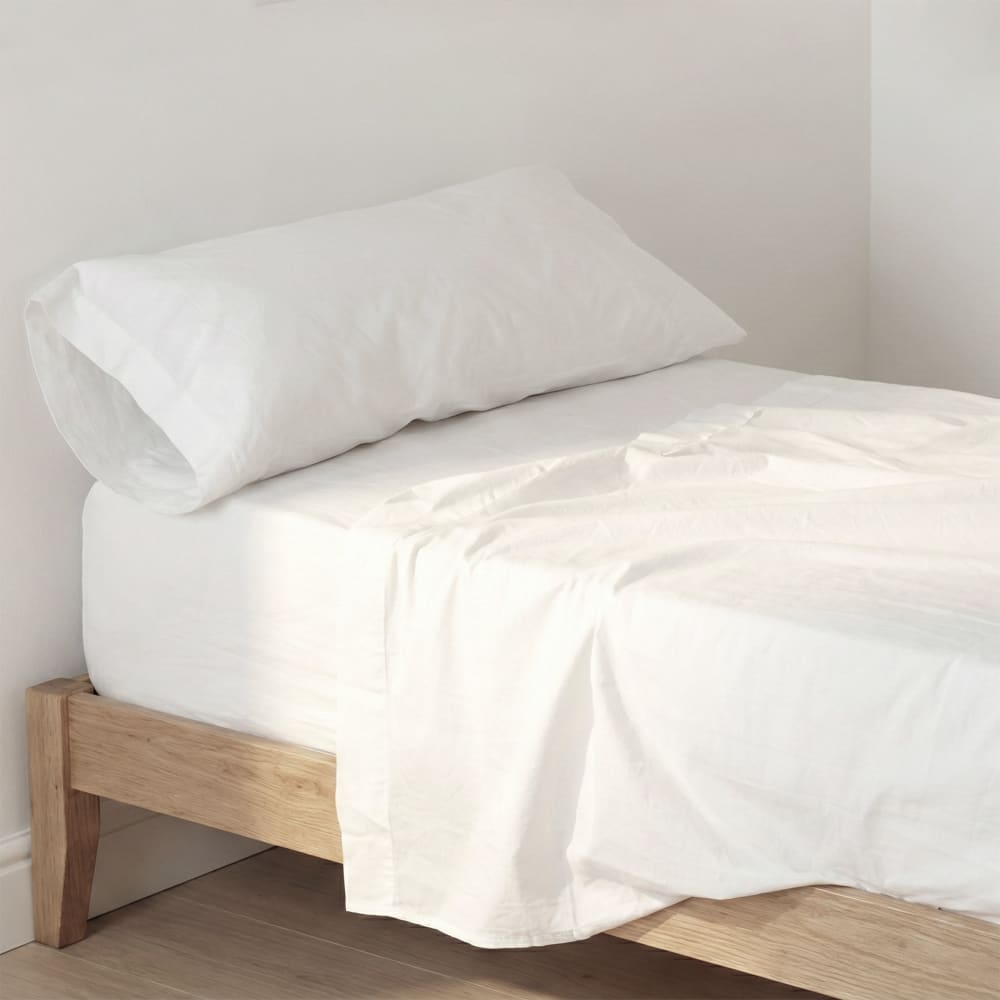 Parure de lit 2 pièces 100% Coton Blanc 160x270 cm