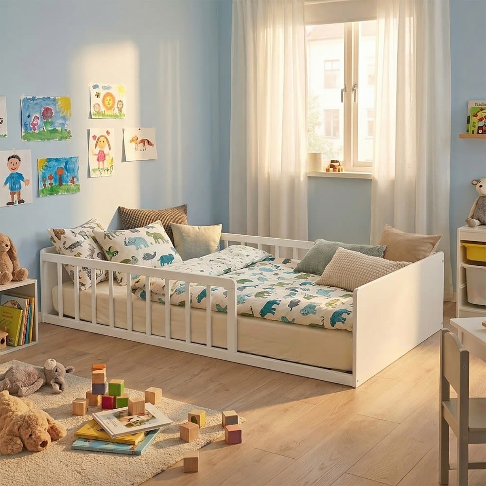 Lit avec sommier et matelas, blanc, 90x190 cm (Weber industries) - Image 1