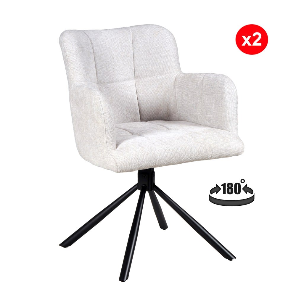 Lot de 2 chaises pivotantes, gris clair