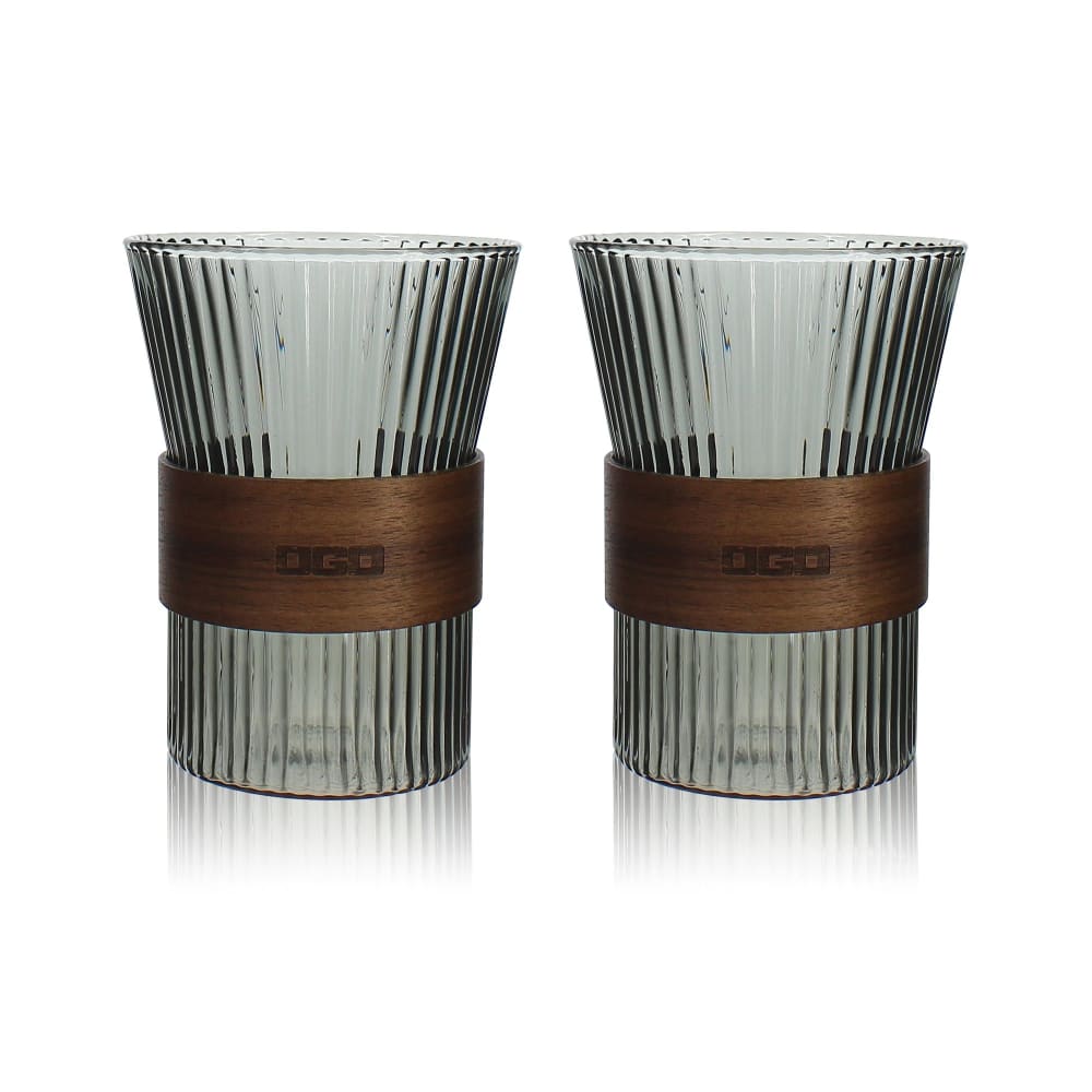 Lot de 2 tasses en verre graphite 250ml Lot de 2 tasses en verre graphite 250ml