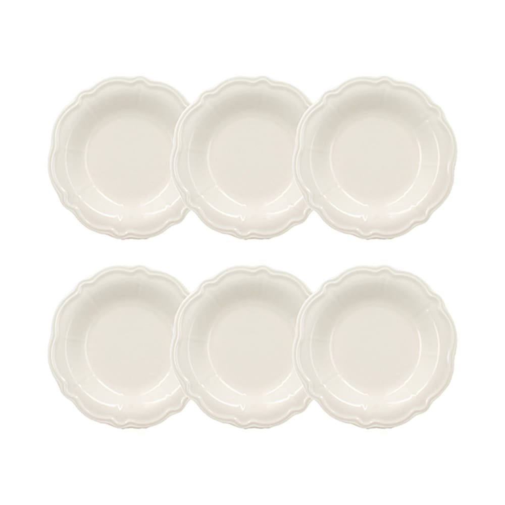Lot de 6 assiettes creuses en grès blanc 22cm