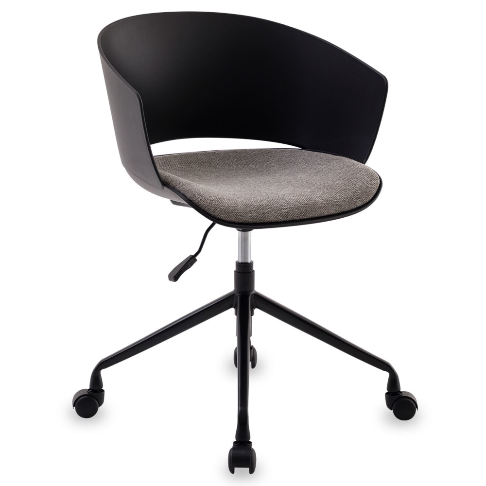 Chaise de bureau avec coussin en tissu confort, noir/gris
