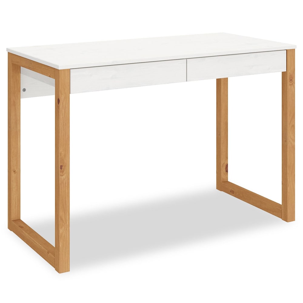 IDIMEX Schreibtisch mit 2 Schubladen aus Kiefer, weiß/Eiche style modern - Holz