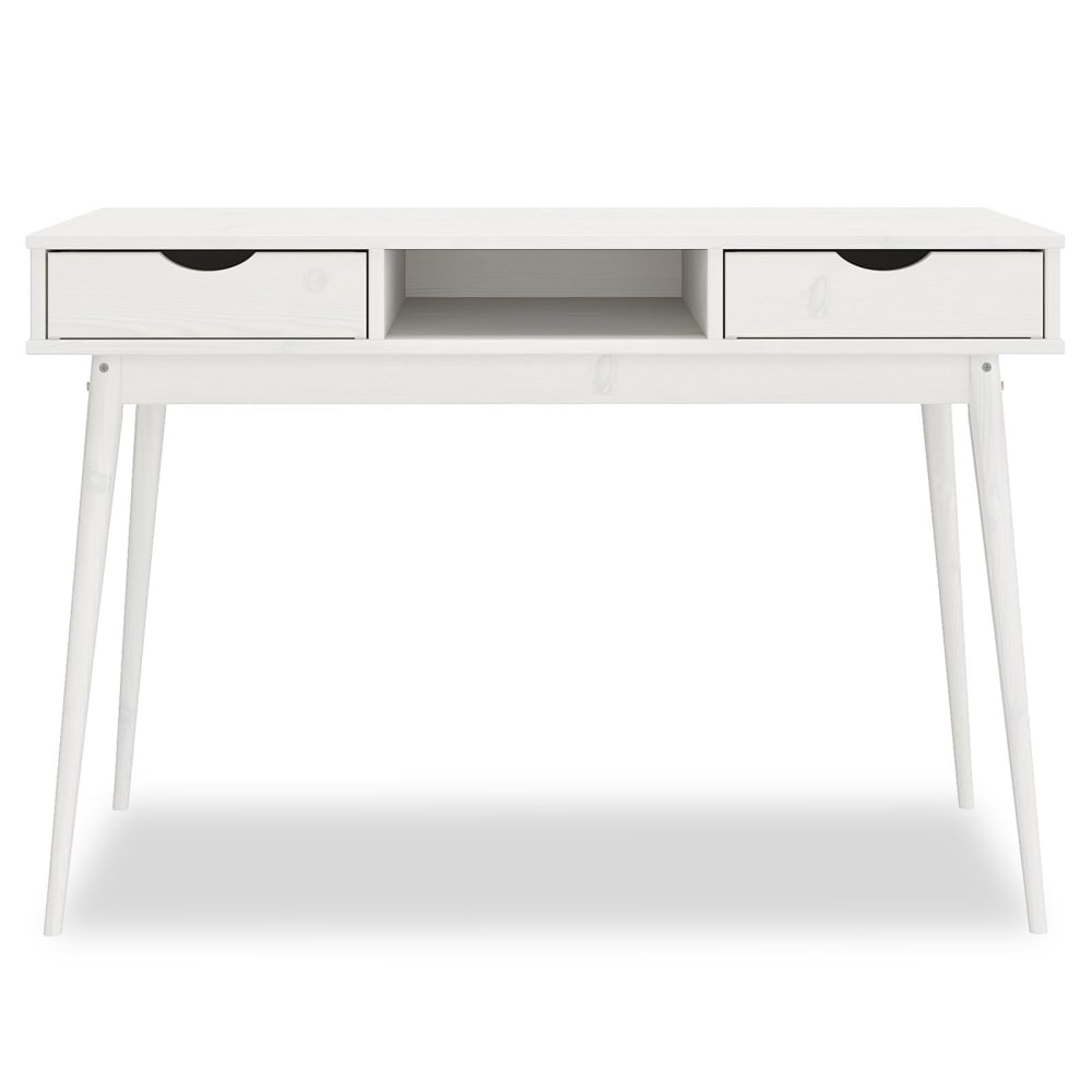 IDIMEX Schreibtisch mit 2 Schubladen aus Massivholz, weiß style modern - -